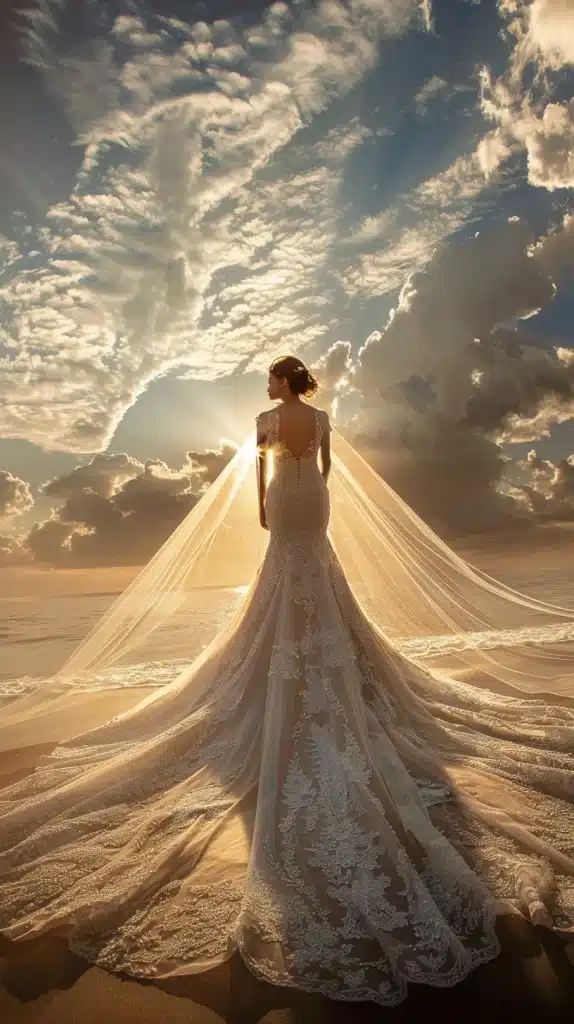 Photo de la mariée dans sa robe